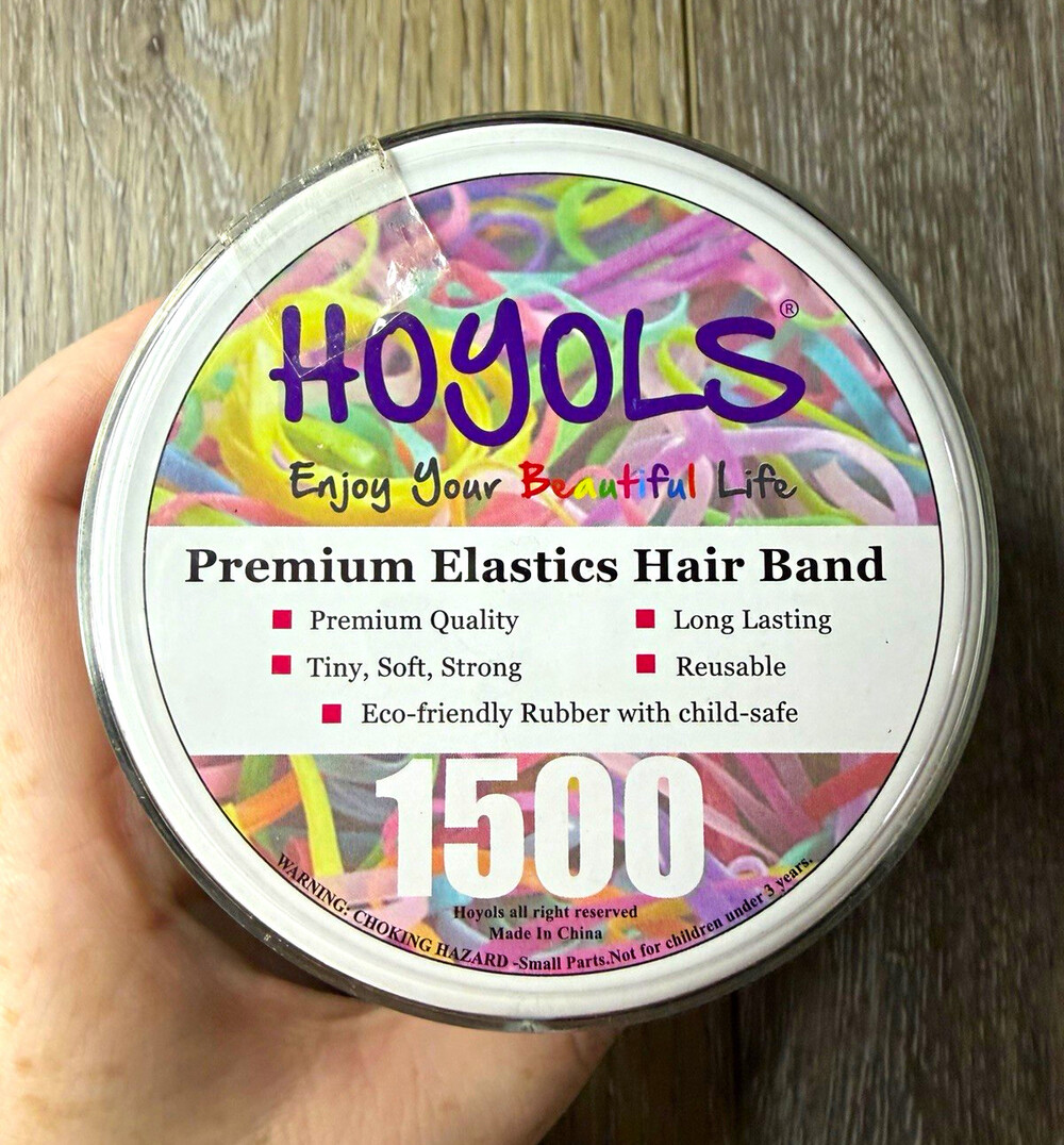 HOYOLS Hair Ties 1500 Count Black Rubber Elastics Reusable Eco-Friendly
